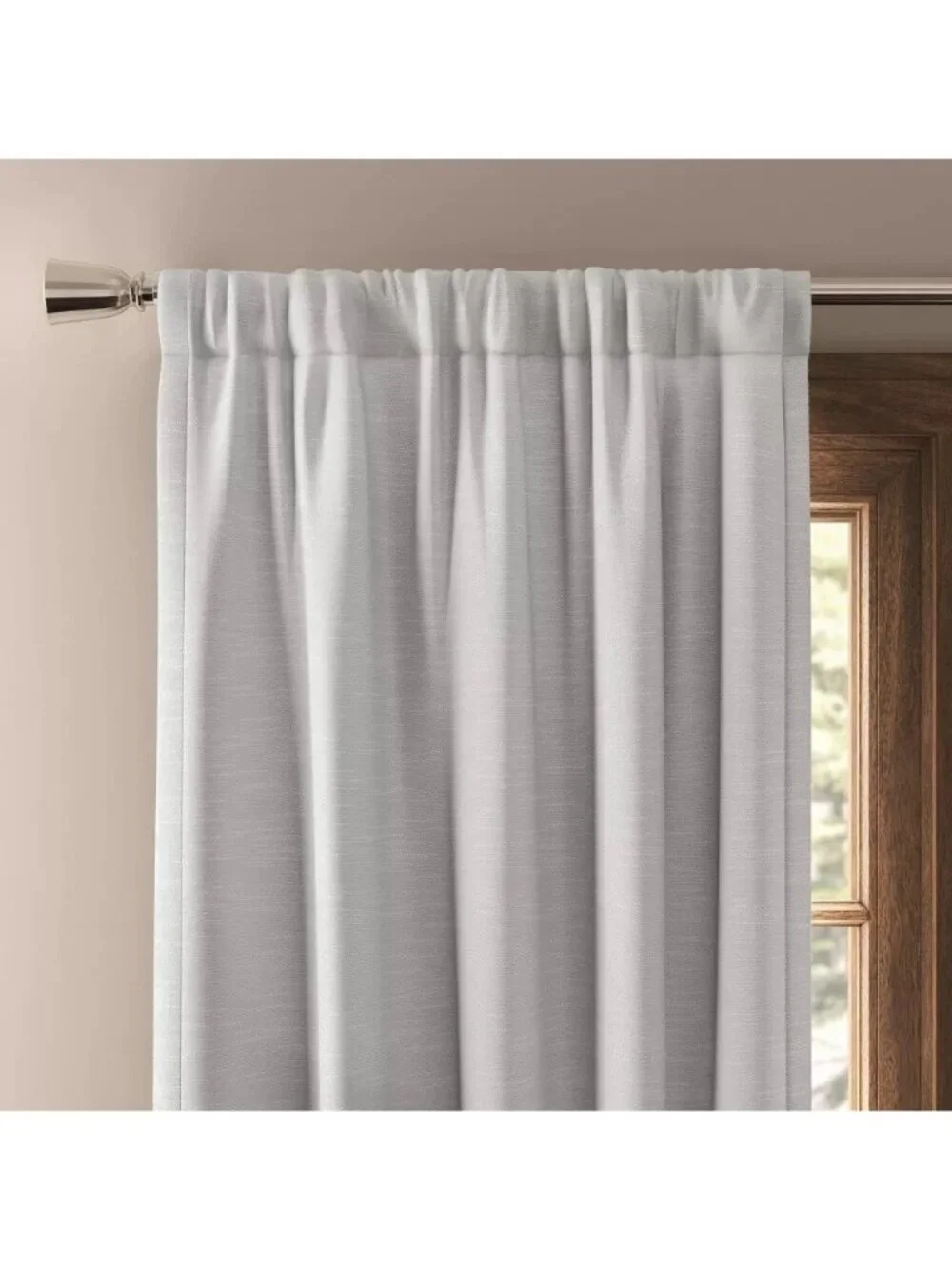 Threshold Henna Natural White Blackout Rod Pocket Single Curtain Panel 50